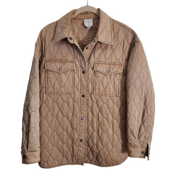 Joie Tan Quilted Snap Closure Shacket Barn Jacket Size M - Picture 1 of 7